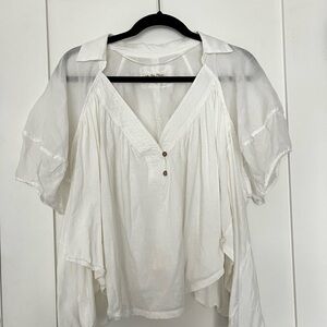 We The Free White Flowy Blouse